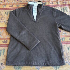 Orvis Brown Quarter-Zip Pullover with Sherpa Lining – Size Medium